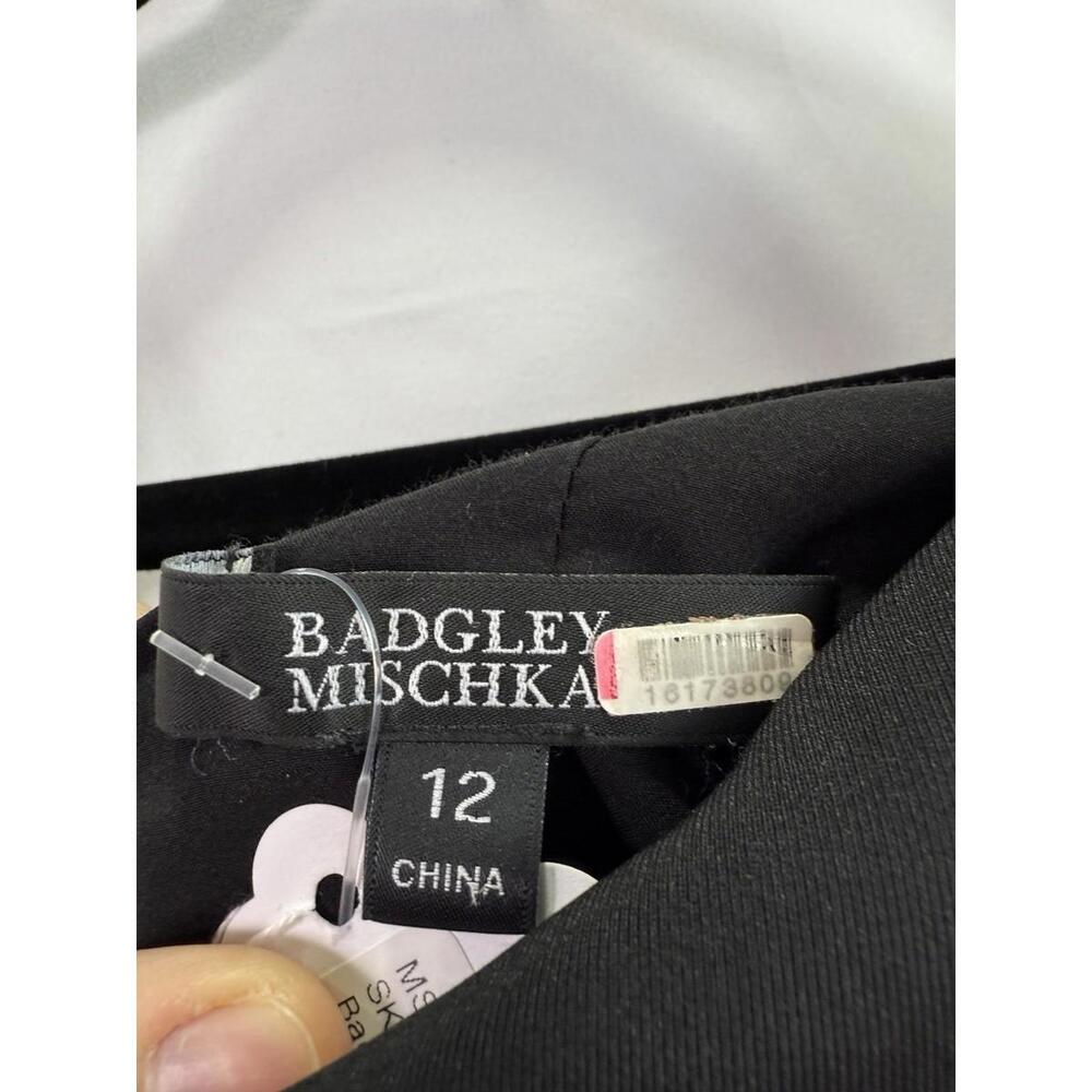 Badgley Mischka Black One Shoulder Gown Size 12 with Loose Stitch and Stain - Picture 6 of 8